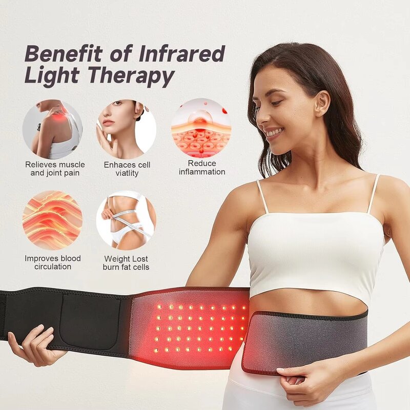 Light Therapy Heating Belt - C660nm/850nm 100LED Dual-Wave Home Body Pain Relief Pad