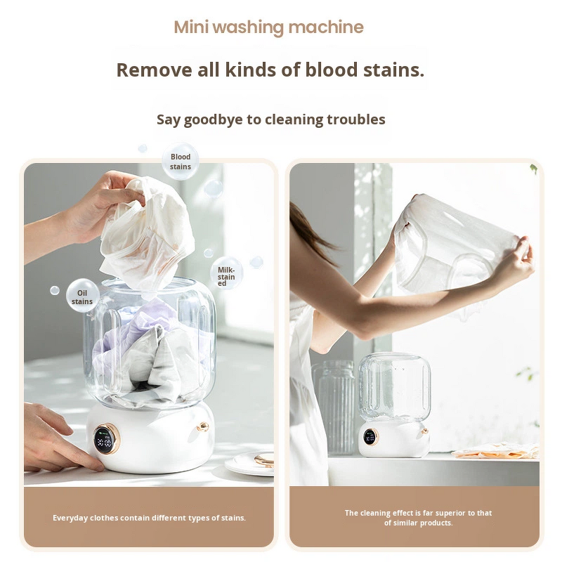 Mini Portable Washing Machine - 4000mAh Rechargeable Wireless 2L Deep Cleans Delicate