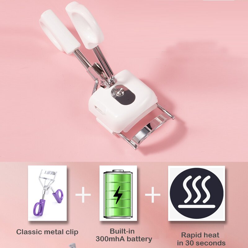 Heated Eyelash Curler - Stock USB Rechargeable Rapid Heat Temperature Control Plastic