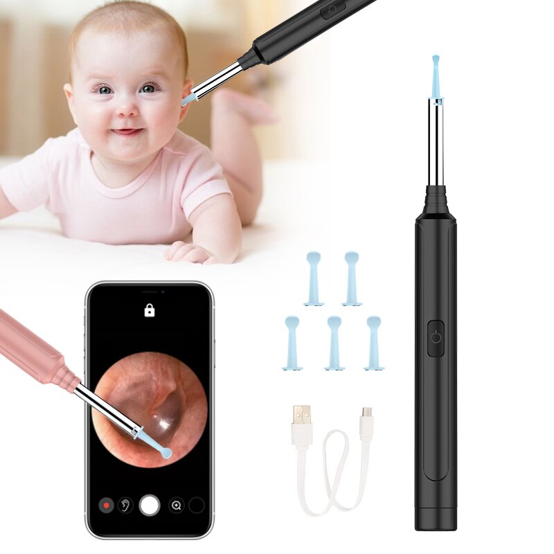 WIFI Electric Otoscope - Waterproof Wireless Video Camera Endoscope Ear Wax Removal