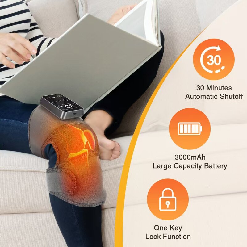 Cotton Knee Massager - Electric Physiotherapy 3-Level Vibration 5-Level Heating Arthritis