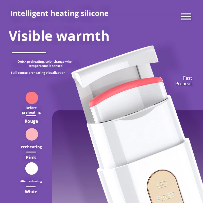 C-Shaped Eyelash Curler - Rechargeable 5s Heat-up 24H Long Lasting Curls Plastic