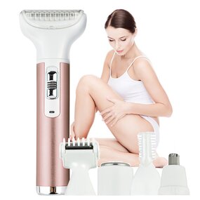 5-in-1 Women's Epilator - Rechargeable Facial Body Nose Bikini Trim 1-Year Warranty