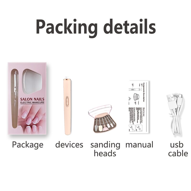 6-Head Nail Drill - Portable Professional Low Noise Lightweight Plastic Home Salon Use