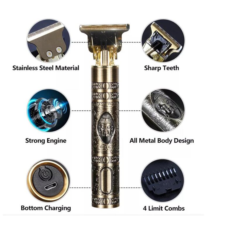 T9 Electric Hair Trimmer - Professional Men USB Steel Household Free Sample Aftersale