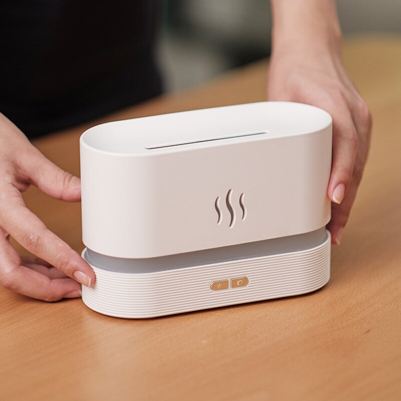 Mini Oil Diffuser - Portable 200ml Ultrasonic Flame Essential Oil Aromatherapy Plastic