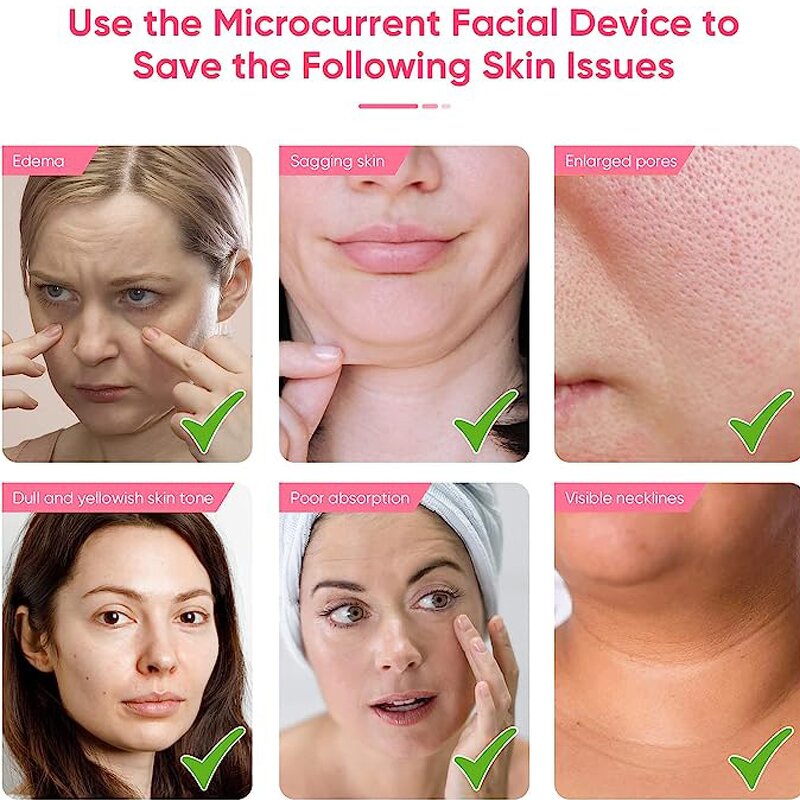 Microcurrent Face Lift Device - Mini LED Wrinkle Remover Skin Tightening Roller Tool