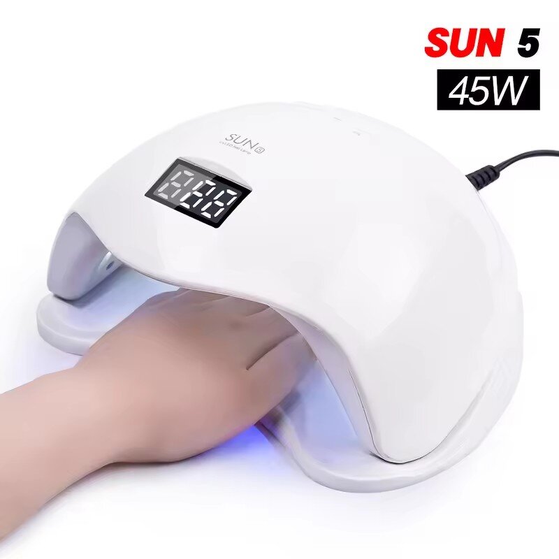 320W UV LED Nail Lamp - Portable 72 Beads Detachable Base USB Cable White Electric