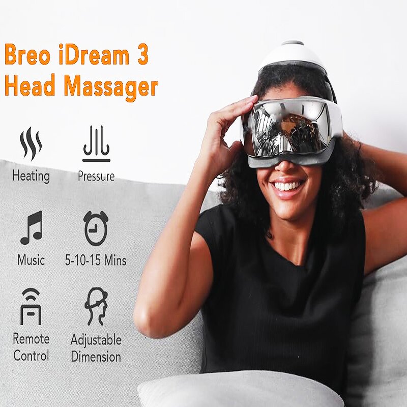 Smart Head Therapy Helmet - 360 Air Pressure Hot Compress Vibration 4-Speed Eye Massage