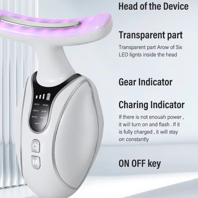 7 Color LED Facial Device - 2024 Women's Hand Held Heating EMS Face Neck Lifting