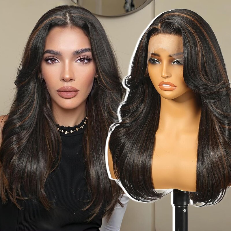 Lace Front Wig - Adjustable Long Body Wave Glueless Pre-Plucked Heat Resistant Black