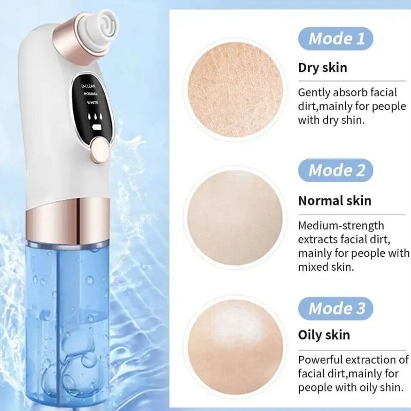 Small Bubble Blackhead Remover - Electric Micro LCD USB-C 5 Suction Heads Home Nose
