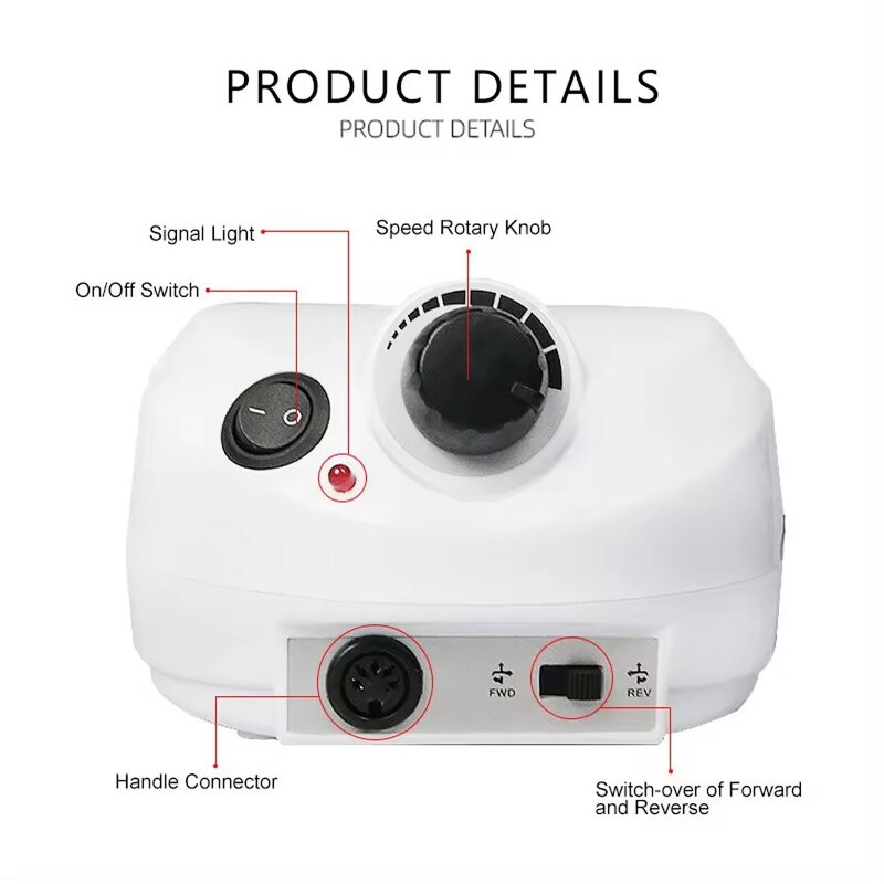 Cordless Nail Drill - Professional 45000rpm Gel Polish Nail Art Tool Remover