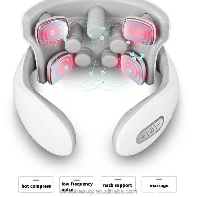 Smart Electric Neck Massager - 6 Mode EMS Microcurrent Pulse Heating Muscle Pain Relief