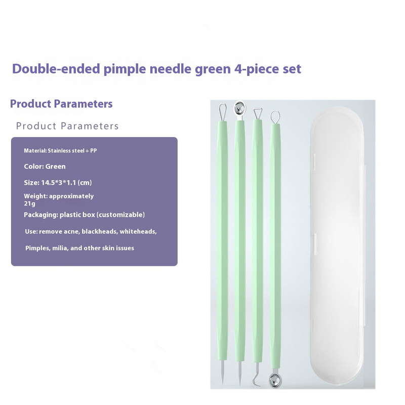 Acne Needle Set - High-Precision Stainless Steel Double-Headed 4-Piece Blackhead Removal