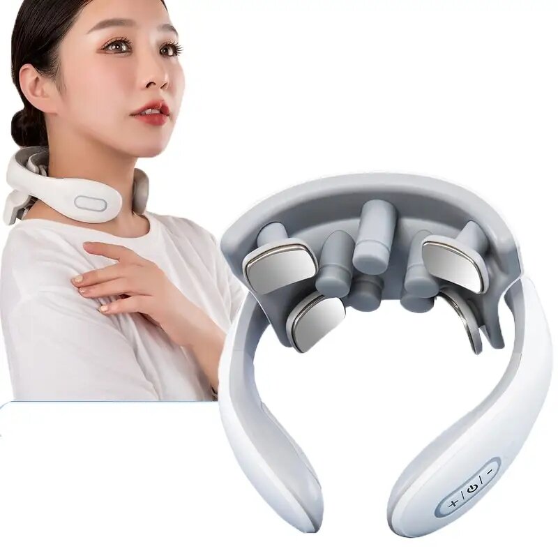 Smart Electric Neck Massager - 6 Mode EMS Microcurrent Pulse Heating Muscle Pain Relief
