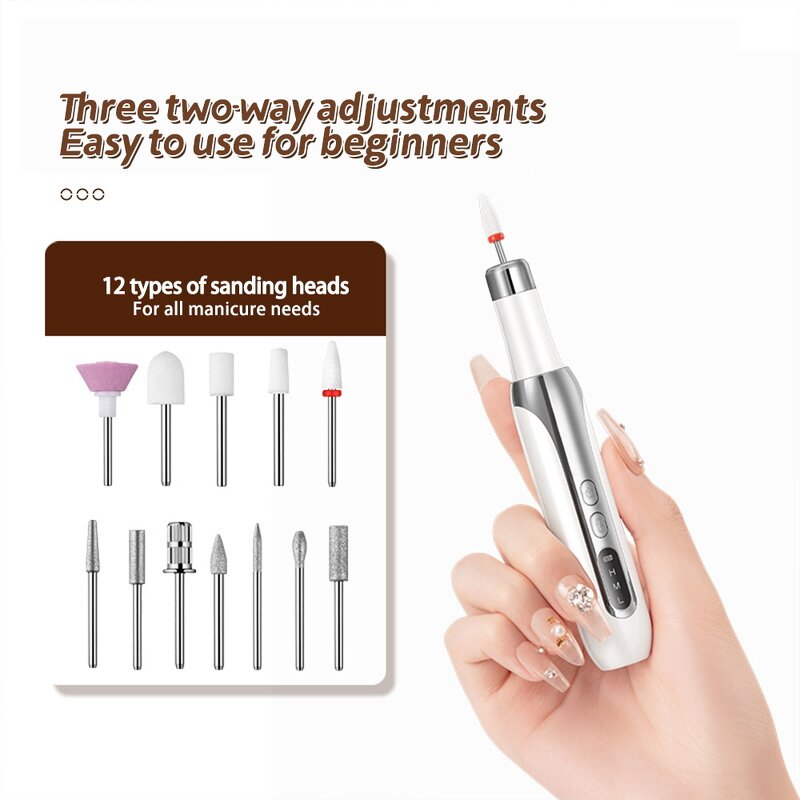 Rechargeable Nail Drill - Professional 15000rpm Strong Electrical Nail File Polisher
