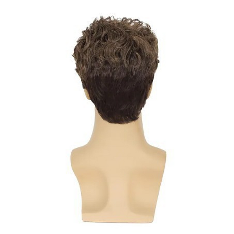 Men's Wig - Camel Short Curly French Curl 180% Density High Temperature Adjustable