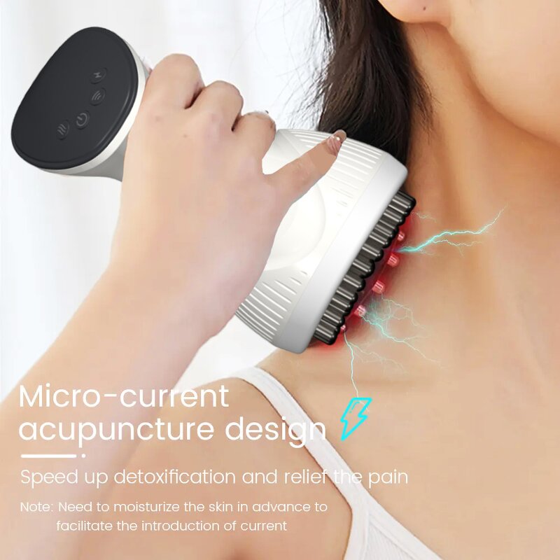 Microcurrent Massage Device - Electric Home Red Light Heat Meridians Brush Body Tool