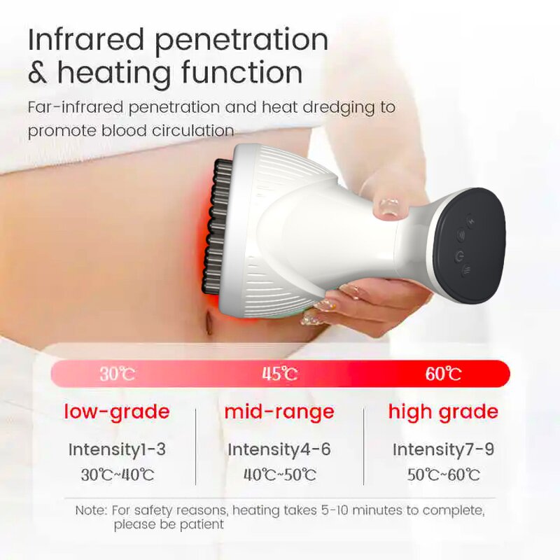 Microcurrent Massage Device - Electric Home Red Light Heat Meridians Brush Body Tool