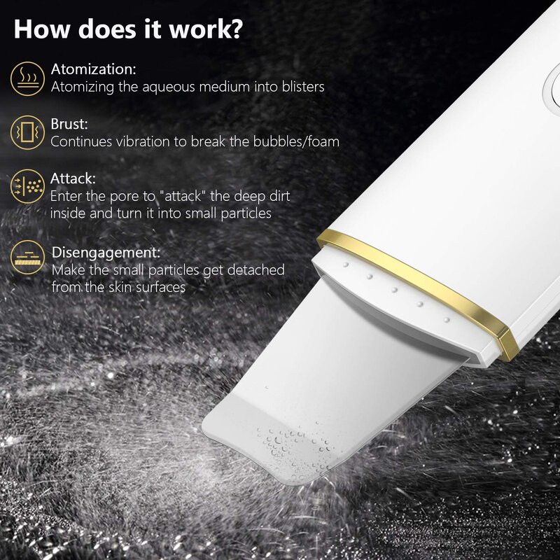 Ultrasonic Beauty Instrument - Facial Spatula Pore Acne Cleaning Vacuum Blackhead Remover