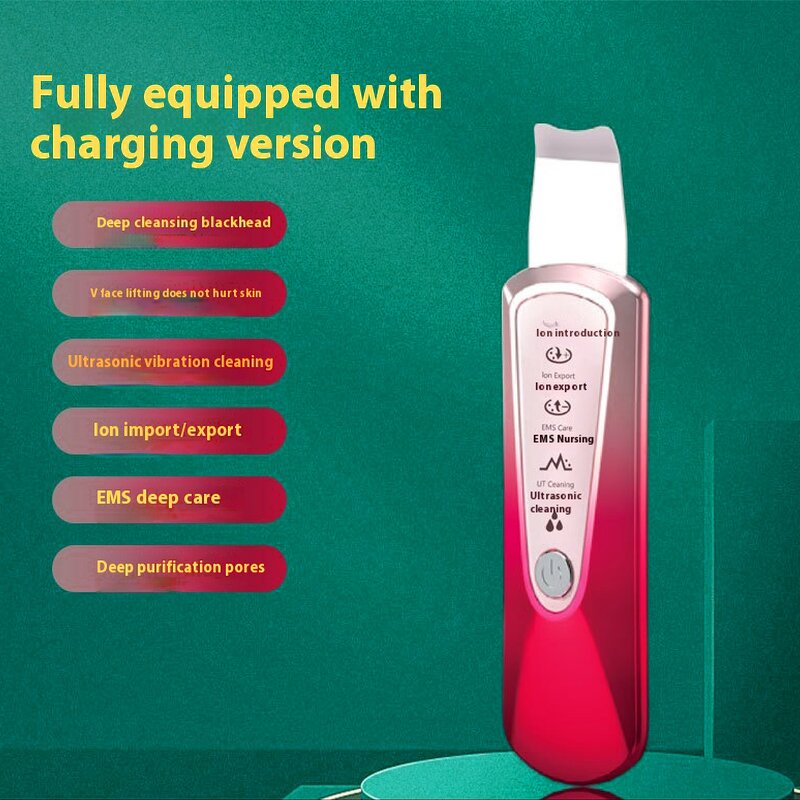 Ultrasonic Face Scrubber - Rechargeable ABS Nose Deep Cleaning Blackhead Remover Spatula