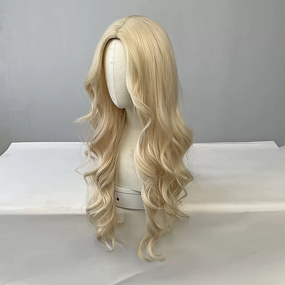 Synthetic Lace Wig - Women's Daily Large Wavy Long Straight Light Brown Heat Resistant