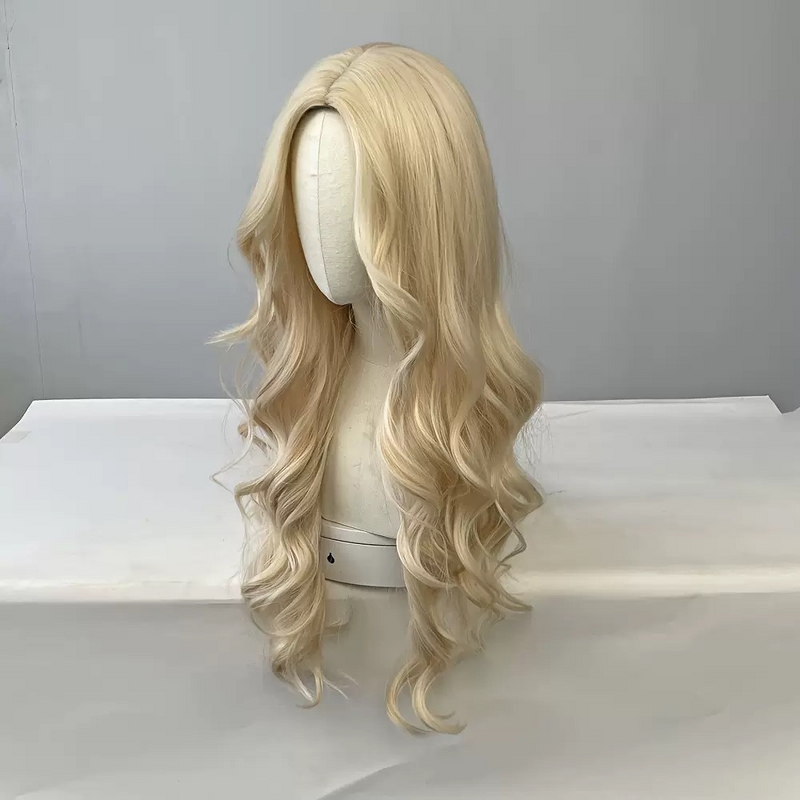 Synthetic Lace Wig - Women's Daily Large Wavy Long Straight Light Brown Heat Resistant