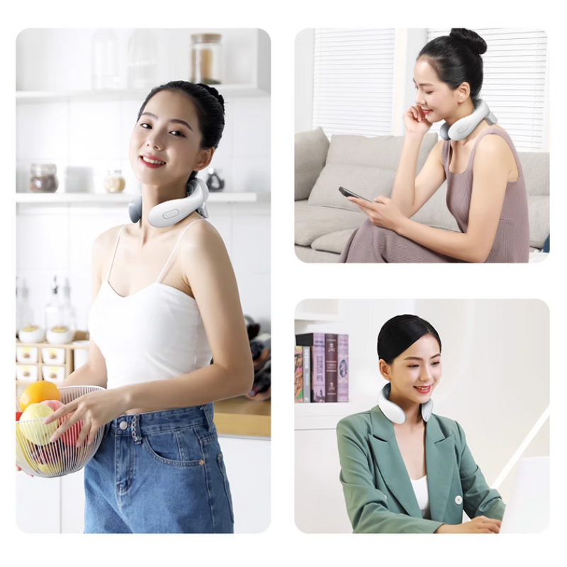 Smart Electric Neck Massager - 6 Mode EMS Microcurrent Pulse Heating Muscle Pain Relief
