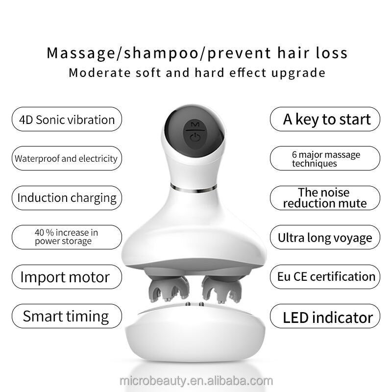 Head Massager - Deep Kneading Migraine Relief Vibration Red Light Therapy Fatigue