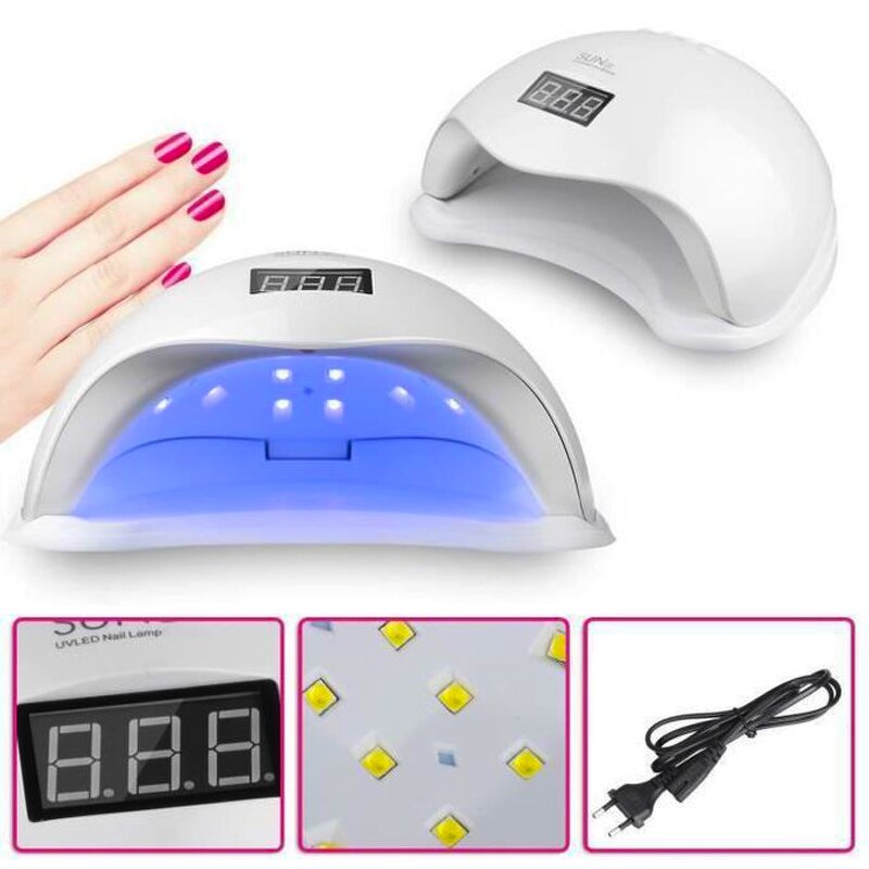 320W UV LED Nail Lamp - Portable 72 Beads Detachable Base USB Cable White Electric