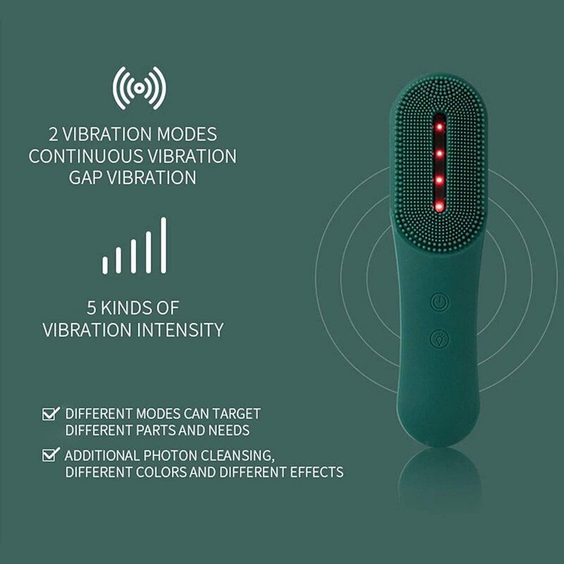 Silicone Cleansing Brush - Waterproof LED Light Therapy Deep Pore US/UK Plugs Exfoliator