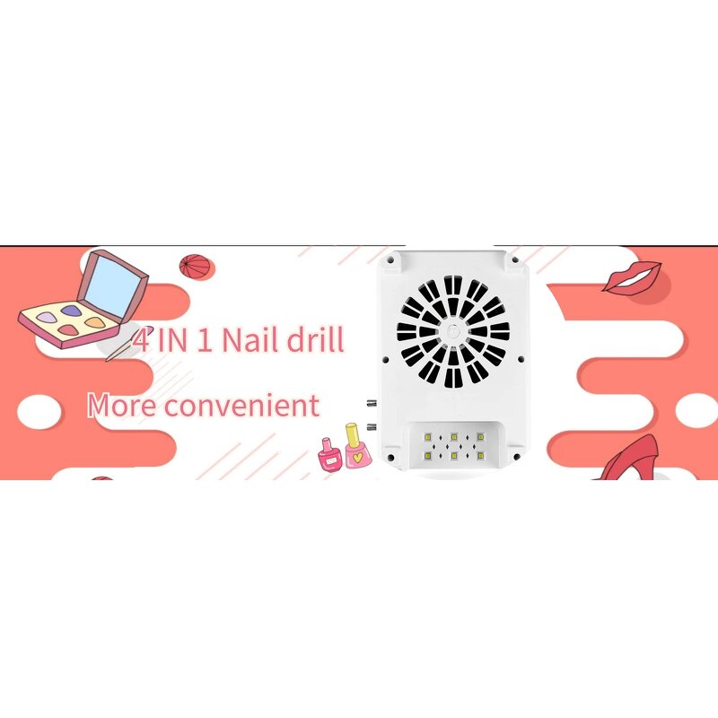4 in 1 Nail Set Kit - Portable UV Lamp 35000 Rpm Rechargeable Drill Machine Dryer