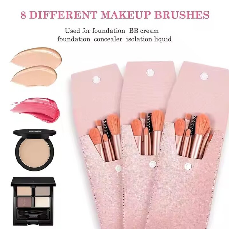 Makeup Brush Set - Customized 8-Pcs Mini Portable Soft Hair Concealer Face Beauty