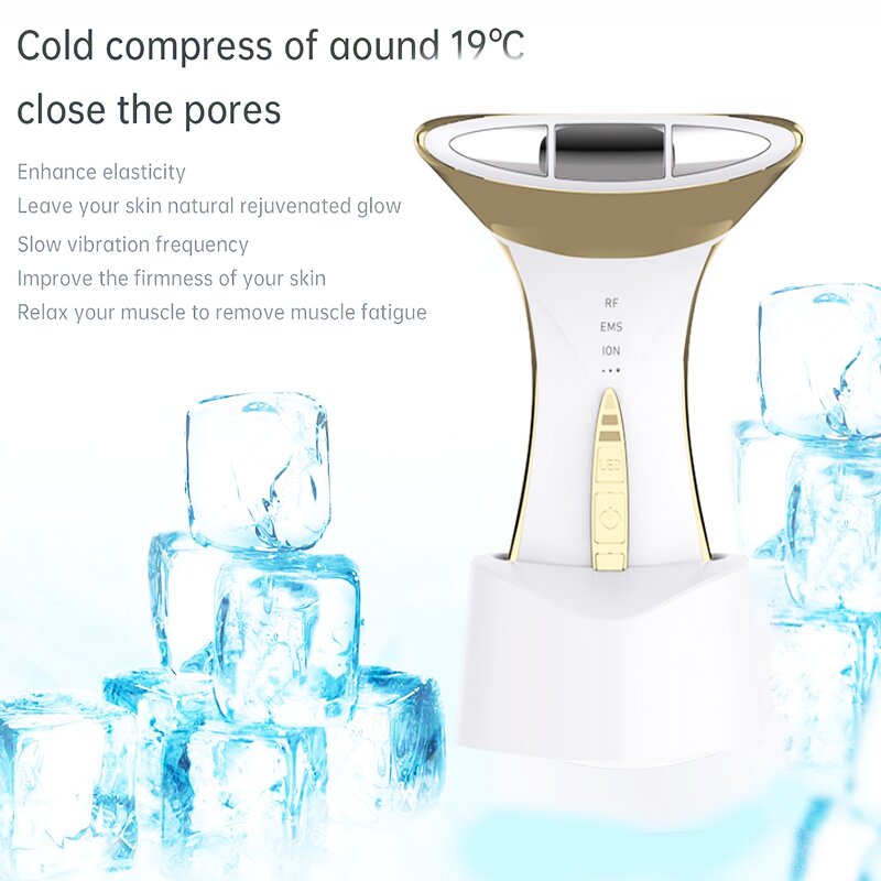 RF EMS Facial Massager - Home Use Red Light LED Photon Anti-Aging Face Neck Lifting