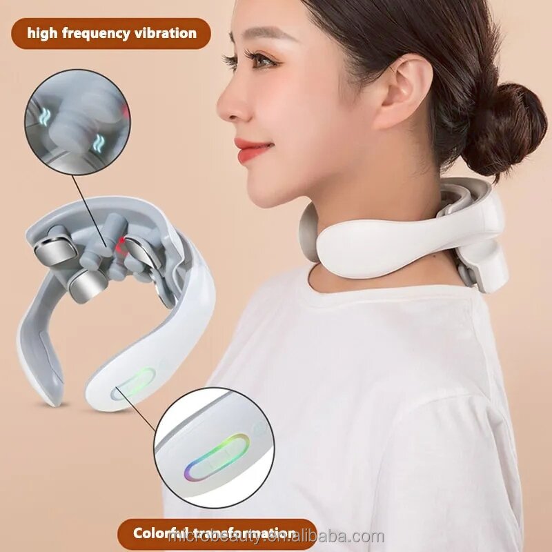 Smart Electric Neck Massager - 6 Mode EMS Microcurrent Pulse Heating Muscle Pain Relief