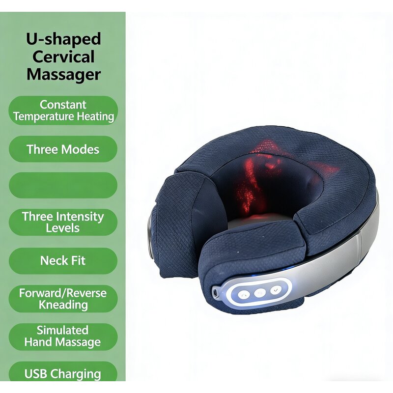 U-Shaped Neck Massager - New Arrival Vibration Heating Deep Tissue Rechargeable Portable