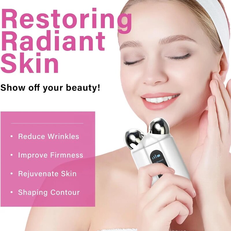 3D Face Roller - Korean EMS Microcurrent Anti-Aging Skin Tightening Neck Lifting