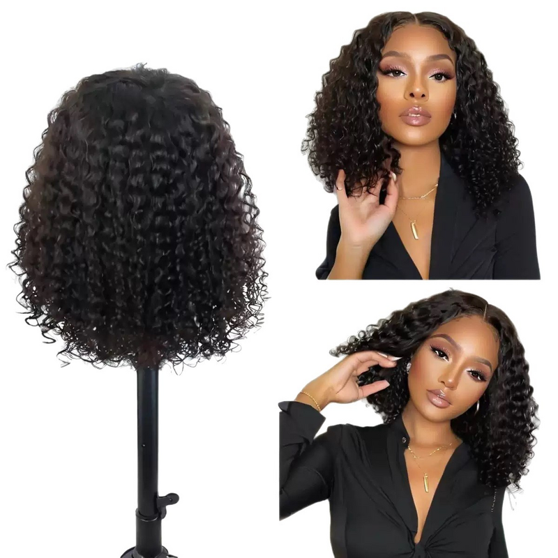 Lace Front Wig - Adjustable Brazilian Remy Hair Water Wave 180% Density Rose Net