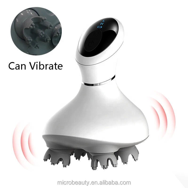 Scalp Vibration Massager - High-Speed Electric Red Light IPX6 Waterproof Silicone 12-Month