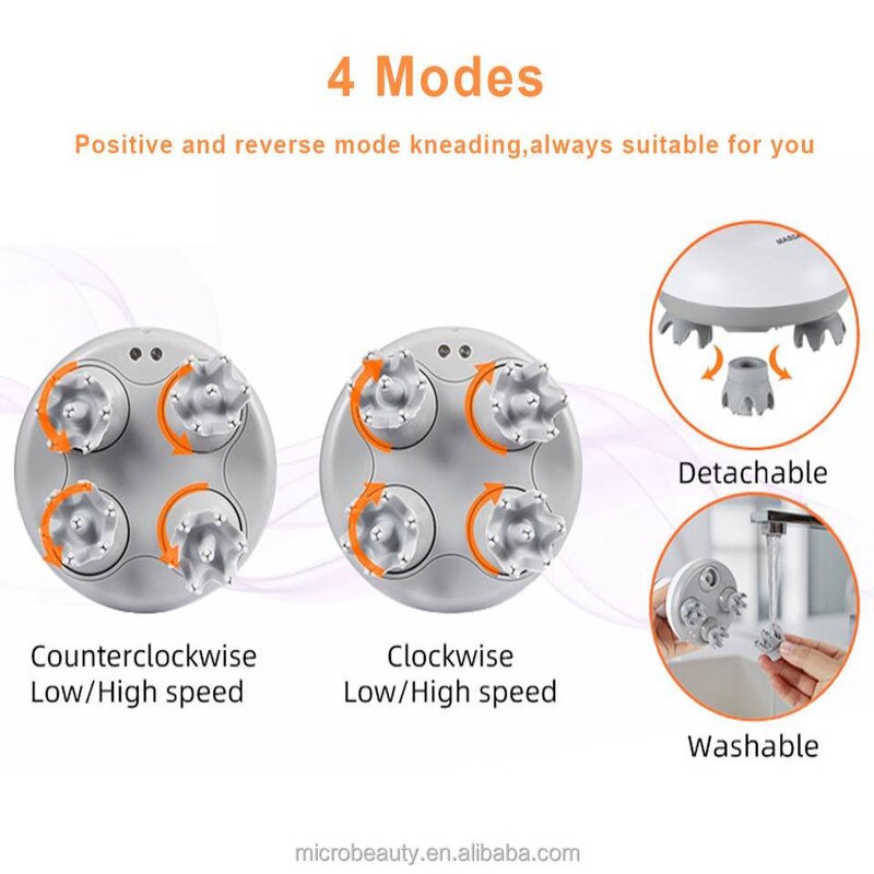 Head Massager - Deep Kneading Migraine Relief Vibration Red Light Therapy Fatigue