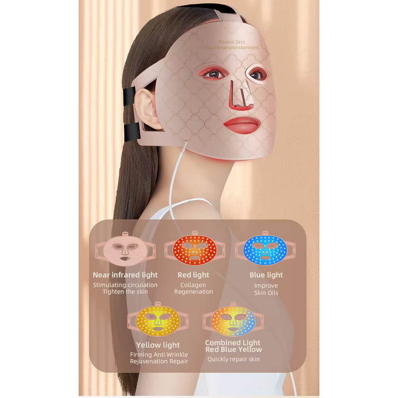 Silicone LED Facial Mask - 2024 Red Blue Photon Therapy Face Neck Salon Beauty UK