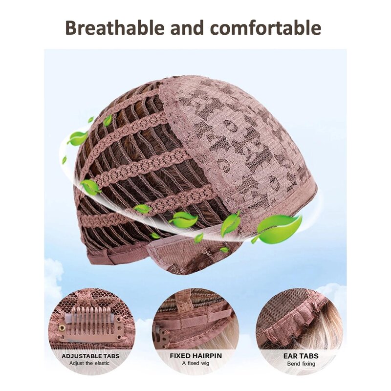 Mens Synthetic Wig - 6 Inch Short Brown French Curl 180% Density Adjustable Daily Wear