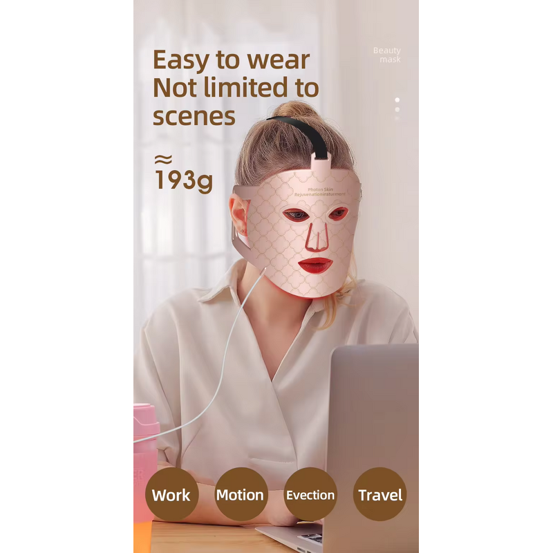 Silicone LED Facial Mask - 2024 Red Blue Photon Therapy Face Neck Salon Beauty UK