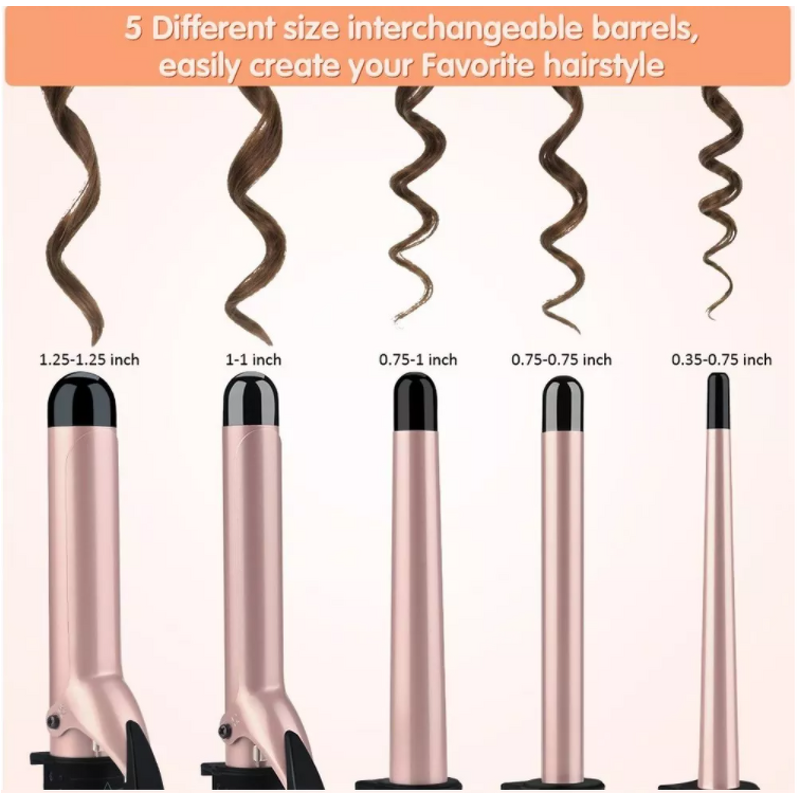 Curling Iron Set Manufacturer - Drop Shipping 5 in 1 with 5 Interchangeable Ceramic Curler