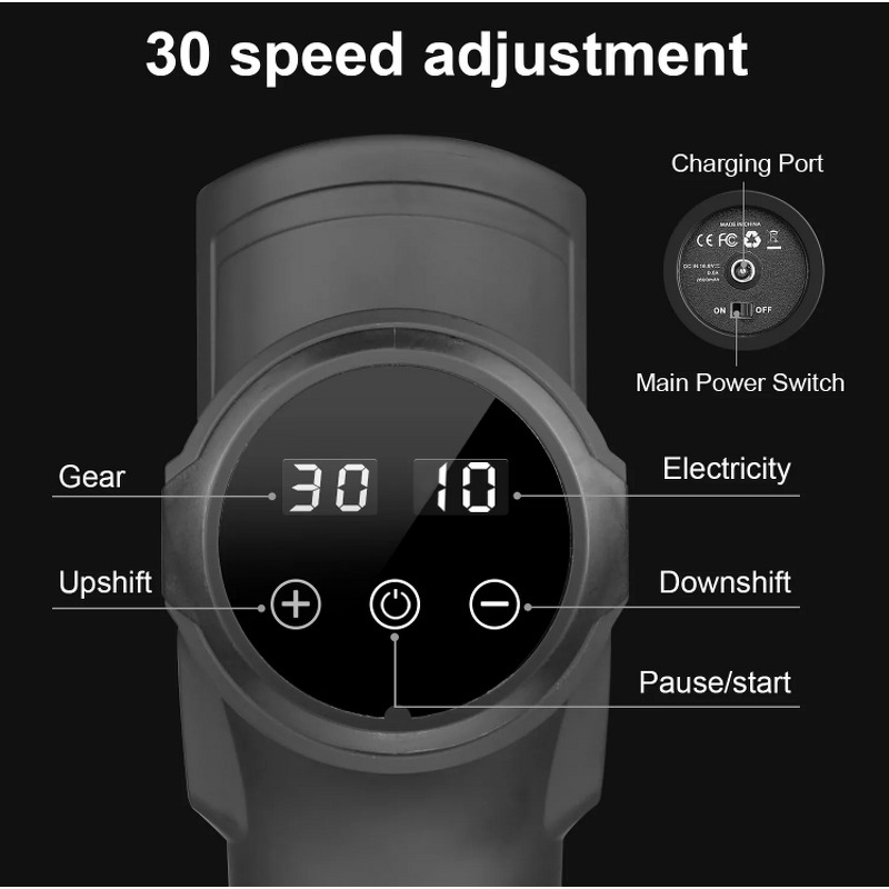 Massage Gun Manufacturer - Portable Handheld 30 Speeds LED Brushless Vibrating Cordless Fascial
