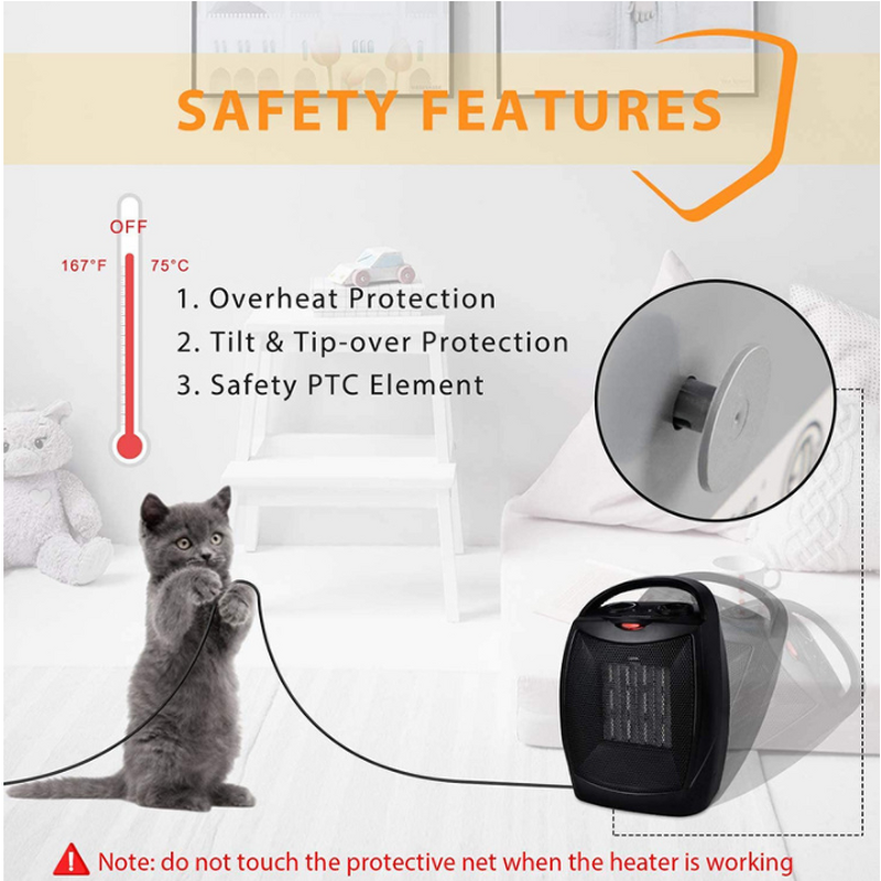 Fan Heater Manufacturer - In Stock Home 1500W Convenient Electric Room Black Sliver