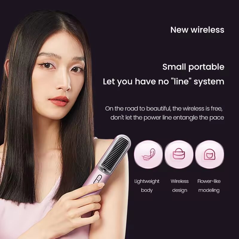 Hair Straightener Brush Manufacturer - Top Selling Portable Negative Ion Hot Comb 10Mins Auto-Off