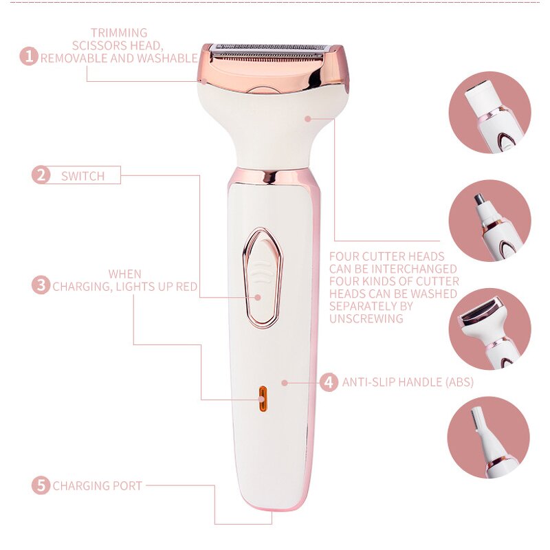 Electric Razor Manufacturer - Portable Cordless 4-in-1 for Women Painless Bikini Trimmer