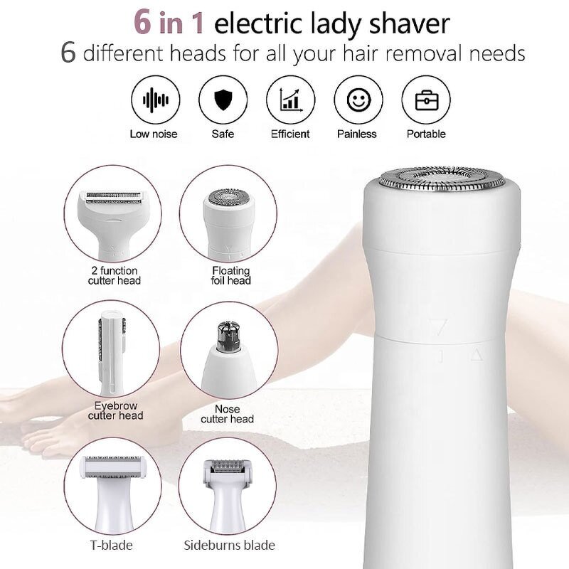Epilator Manufacturer - 6 in 1 Multifunction Painless USB Body Hair Remover Nose Bikini